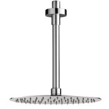 Set Doccia In Ottone Con Braccio Verticale E Soffione Tondo 25 Cm Cromo