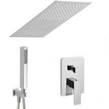 Inbagno - Set doccia incasso Kubo con soffione a muro 25x52 cm e kit doccia