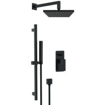 Remer - Set doccia quadro completo a incasso con saliscendi nero opaco - serie Absolute 20 cm