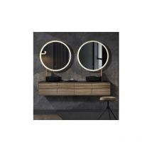Imex Products - Specchio con luce led per bagno, cabina armadio tondo, luce frontale tri-LED (luce calda, neutra e fredda) doppio sensore
