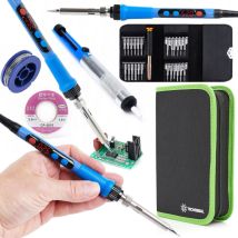 Set Fer à souder de précision avec display 120W + tresse + étain + buse d'aspiration + coffret