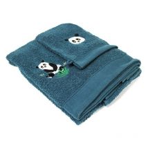 Set gant avec drap de douche éponge brodée Petit Panda