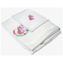 Set gant avec drap de douche éponge brodée Zoélie