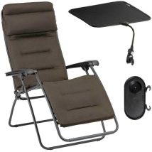 Set Gepolsterte Relaxliege Mit Sonnenschirm Und Becherhalter - Rsx Clip - Aircomfort - Marron Taupe -