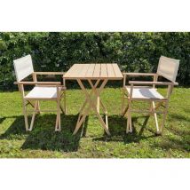 Set giardino tavolo Prince + 2 sedie regista Montecarlo in legno naturale