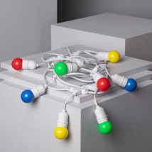 Set Girlande Waterproof 5.5m Weiss+ 8 LED-Glühbirnen E27 G45 3W Farbig Rosa