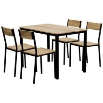 Set industrial tavolo + 4 sedie quercia