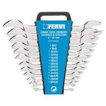 Set kit 12 pz chiavi fisse cromate lucidate a specchio 6-32 mm Fervi 0201