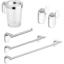 Metaform - Set kit juego de accesorios de baño toallero de acero y abs 5 piezas mod. Zero Cromo