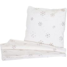 Set Kuscheldecke + Deko-Kissen Schnee, Wohndecke Sofadecke Zierkissen+Füllung, flauschig Pailletten