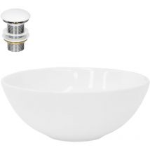 Lavabo in Ceramica Bianco Lucido ø 28 x 11,6 cm Lavandino da Appoggio Rotondo Design Moderno Lavamani Bacinella Sanitari Arredo Bagno Toilette Casa
