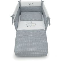Set lettino Baby Dream Azzurra Design Grigio lenzuola per letto culla neonato bambino camera da letto cotone made in Italy