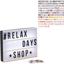 Set Light Box, Boîte à Lumière LED, avec 325 Lettres & Symboles, Caisson Lumineux, HLP 22x30x4,5cm, Blanc/Noir