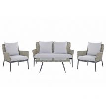 Estosa - Set divano, poltrone e tavolino da giardino in alluminio e rattan pe Luxury