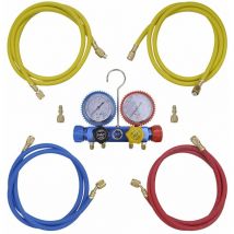 Set manifold 4 voies avec mallette convient pour une utilisation sur tous les systèmes de climatisation automobile