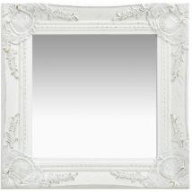 Nova - Specchio Da Parete Quadrato In Stile Barocco 40x40 Cm Bianco Dec022846