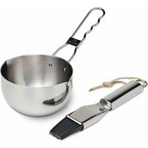 Flash - Set Marinade Acier Inoxydable inox 2 Pièces Pot Bol Pinceau Brosse