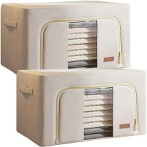 Joybos - Lot de 2 boîtes de rangement pour le linge, 200 l (100x2), pliables, matière textile