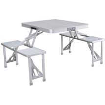 Marbueno Set Mesa Y 4 Asientos Aluminio Gris Camping Playa