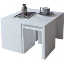 Wellhome - Set mesas auxiliares,100% Tablero de aglomerado rechapado en melamina, Color Blanco