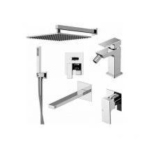 Set miscelatori lavabo a parete, bidet e kit doccia in colore cromo Gattoni square KITSQUAREC07