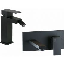 Ponsi Rubinetteria - Set miscelatori lavabo a parete e bidet in colore nero opaco Ponsi Italia r KITITALIAR3NO