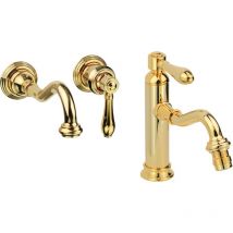 Gattoni Rubinetteria - Set miscelatori lavabo a parete e bidet modello retrò colore oro Gattoni Oxford KITOXFORDD03