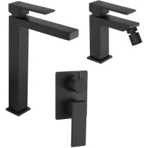 Set Miscelatori Lavabo Alto Bidet E Doccia Incassocon Deviatore Nero Opaco Jacuzzi Rubinetteria
