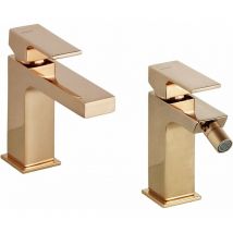 Set miscelatori lavabo e bidet in colore oro rosa Gattoni SQUARE KITSQUARERS1
