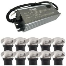 Arum Lighting - Set mit 10 Bodeneinbauleuchten 3 w Mini-CANYON IP67 12 v mit selv 50 w IP67-Transformator Farbtemperatur: 4000K neutralweiß