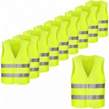 Mumu - Set mit 10 reflektierenden fluoreszierenden gelben Sicherheitswesten, hohe Sichtbarkeit für Radfahrer, Fahrer, Läufer, Müllsammler usw., 56 x