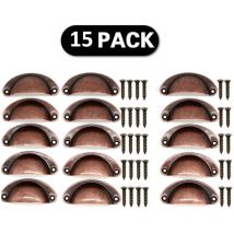 Stoex - Set mit 15 Möbelgriffen – Vintage-Muschelgriff für Schublade, Schrank, Möbel, Küche, gebogener Eisen-Retro-Schrank-Türknauf – 8,2 cm x 3,5 cm
