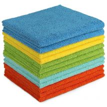 Beijiyi - Set mit 12 Mikrofaser-Reinigungstüchern, weichere Haushalts-Mikrofaser-Waschlappen, saugfähiger, fusselfrei, für Zuhause, Küche, Auto,