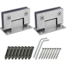 Set Mit 2 90-grad-duschtürscharnieren Inklusive Schrauben, 4 Mm Dick, Edelstahl Für Badezimmertüren Und Glas (silber)