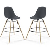 Barhocker - Skandinavisches Design - Holzbeine - 2er-Set - Skögur