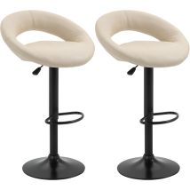 Set Mit 2 Barhockern Vegas Creme - Maximale Belastung: 120 Kg - Pu-ähnlich - Metallfuss - Höhenverstellbar 85-105 Cm