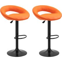 Set mit 2 Barhockern vegas orange - maximale Belastung: 120 kg - PU-ähnlich - Metallfuss - höhenverstellbar 85-105 cm