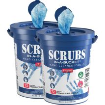 Set Mit 2 Eimern Mit Je 72 Scrubs-handreinigungstüchern – Professionelle Antibakterielle Reinigungstücher – Effektive Entfernung Von Fett, Farbe Und 