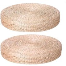 Set mit 2 extragroßen Bodenkissen, runde, mit Stroh gepolsterte Bodenkissen für Sitzgelegenheiten im Freien, Durchmesser: 60 cm (23,6 Zoll).