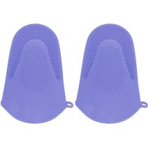 Set Mit 2 Mini-ofenhandschuhen Aus Dickem, Hitzebeständigem Silikon, Lila