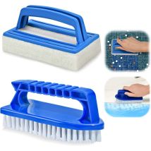 Set Mit 2 Poolreinigungsbürsten – Schwamm – Algenbürste – Geeignet Zur Reinigung Von Schmutz Und Moos – Für Whirlpools, Kleine Pools, Badewannen