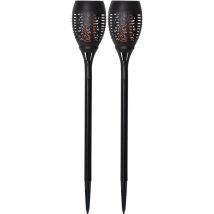 STAR – 2er Set LED Solar Wegeleuchte "Flame" – 50 cm hoch, 9 cm Durchmesser, 18 LEDs, schwarz, wetterfest, Solarenergie