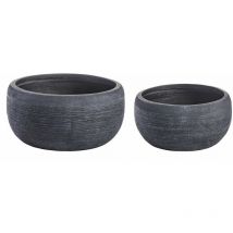 Bizzotto - Set Mit 2 Vasen 'graffiti Round' Für Pflanzen Und Blumen Aus Fiberglas -schwarz