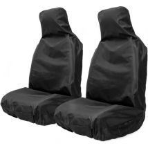 Cyslmuk - Set mit 2 wasserdichten Autositzbezügen vorne, universelle Autositzbezüge, robuste Nylon-Autositzschoner, schwarz