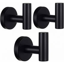 3er-Set Badetuchhaken, mattschwarze Kleiderhaken, Kleiderhaken, Edelstahl sus 304 - Tigrezy
