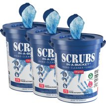 Set Mit 3 Eimern Mit Je 72 Scrubs-handreinigungstüchern – Professionelle Antibakterielle Reinigungstücher – Effektive Entfernung Von Fett, Farbe Und 