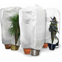 Set mit 3 Pflanzen-Winterabdeckungen mit Kordel und Reißverschluss, Polypropylen 80 g/m², 120 x 180 cm, weiß