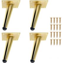 Set mit 4 12-cm-Möbelbeinen aus robustem Metall, geneigtes goldfarbenes Tischbein, Tischbein, Sofabeine zum Ersetzen oder Anpassen der Höhe von
