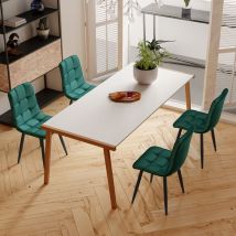 Tanant - Set mit 4 Esszimmerstühlen aus Samt, Designerstuhl mit Rückenlehne, Metallstruktur, skandinavische Esszimmerstühle, Grün