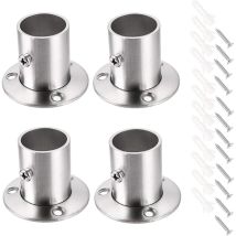 4 Stück Gardinenstangenhalterungen, Schienenhalterung, Sockelstangenhalterung, Edelstahl-Flansch-Set, Schrankstangen-Endhalterungen für